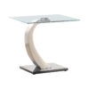 Contemporary Satin Metal & Glass Top End Table