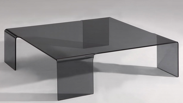 Bent Glass Coffee Table In Grey Modern Furniture Cleveland