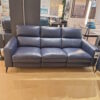 Sky Blue Leather Power Reclining Sofa