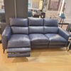 Sky Blue Leather Power Reclining Sofa
