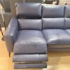 Sky Blue Leather Power Reclining Sofa