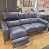Sky Blue Leather Power Reclining Sofa