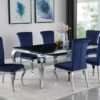 Blue velvet dining chair