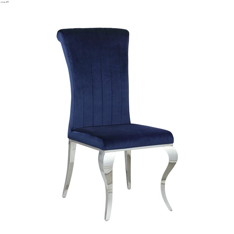 Blue velvet dining chair