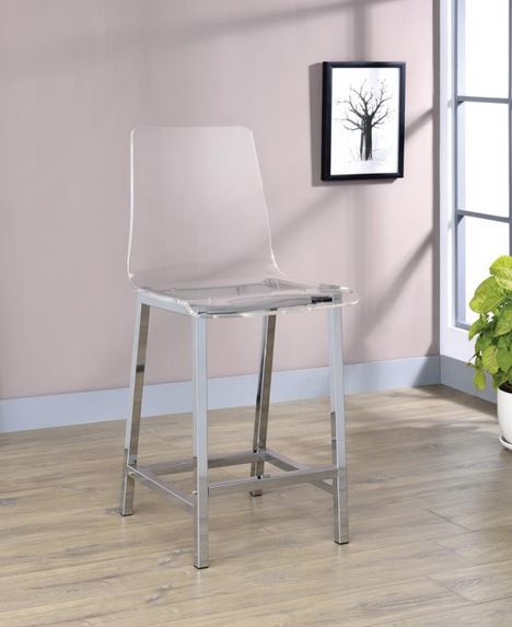 Transparent Acrylic Bar Stool with Chrome Base