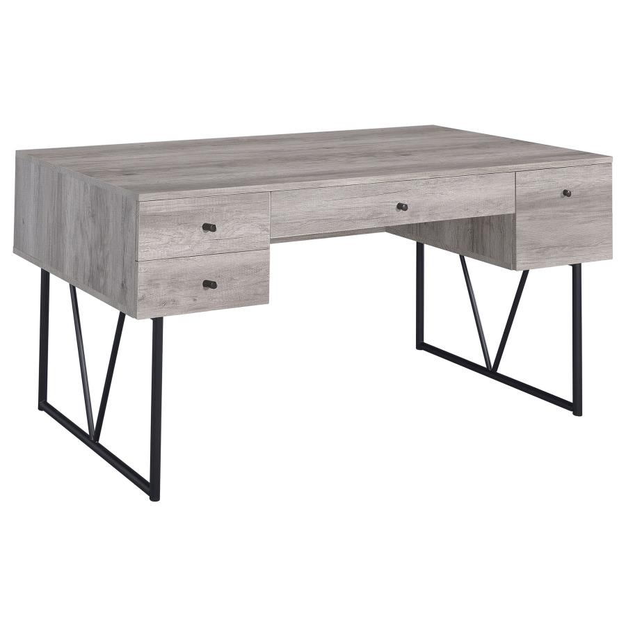 Four Drawer Writing Desk Grey Driftwood