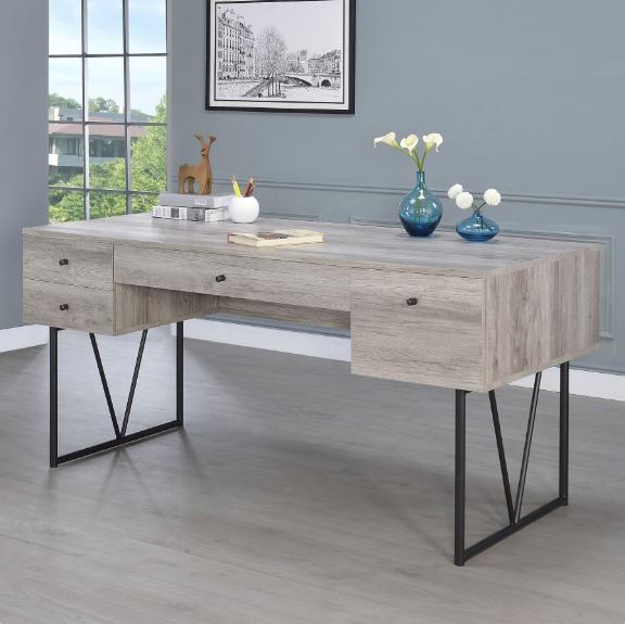 Four Drawer Writing Desk Grey Driftwood