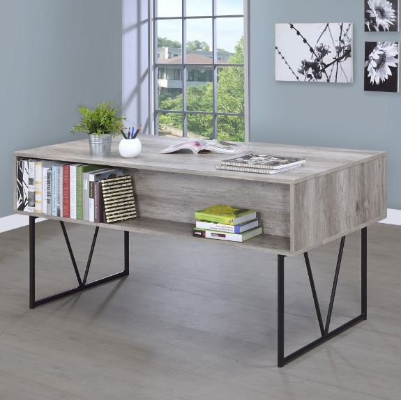 Four Drawer Writing Desk Grey Driftwood