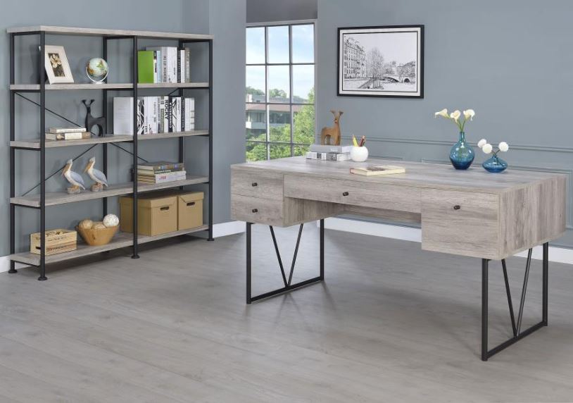 Four Drawer Writing Desk Grey Driftwood