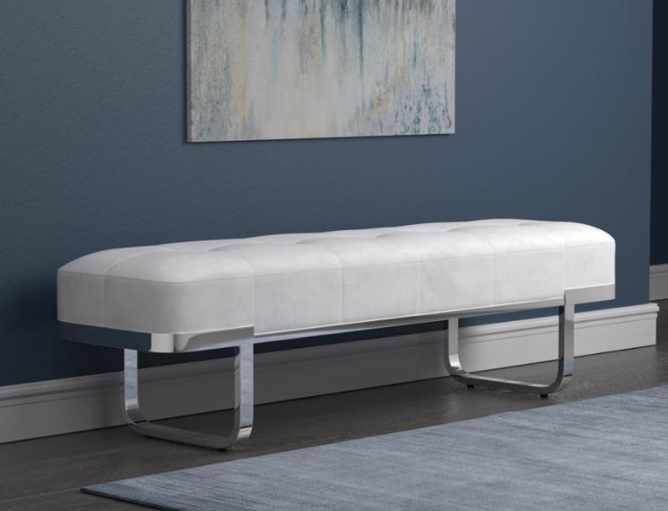 Tufted Upholstered Off White Bench