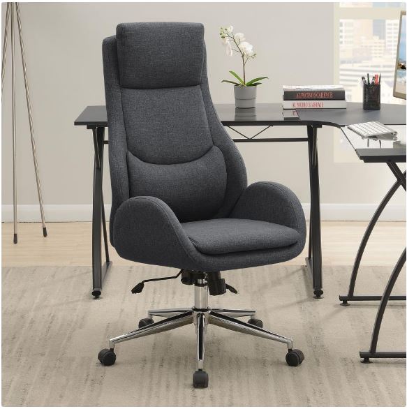 Upholstered Office Chair with Padded Seat Grey
