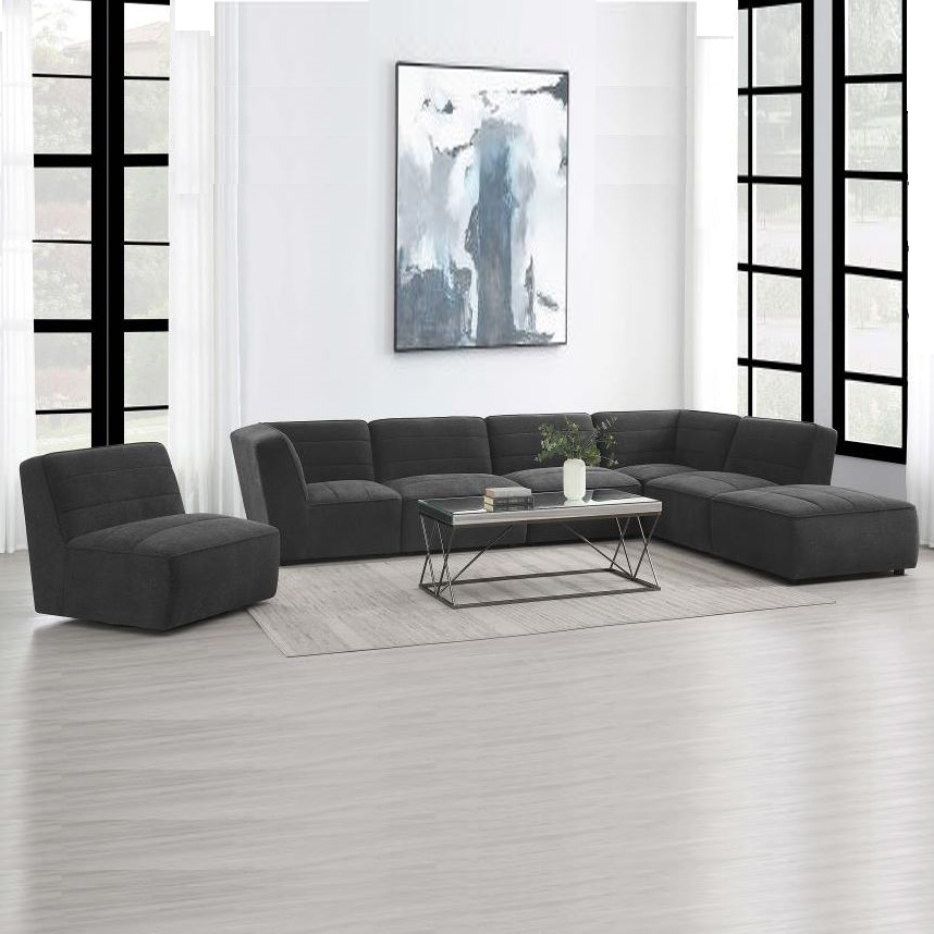 Rio 6 pc sectional set charcoal