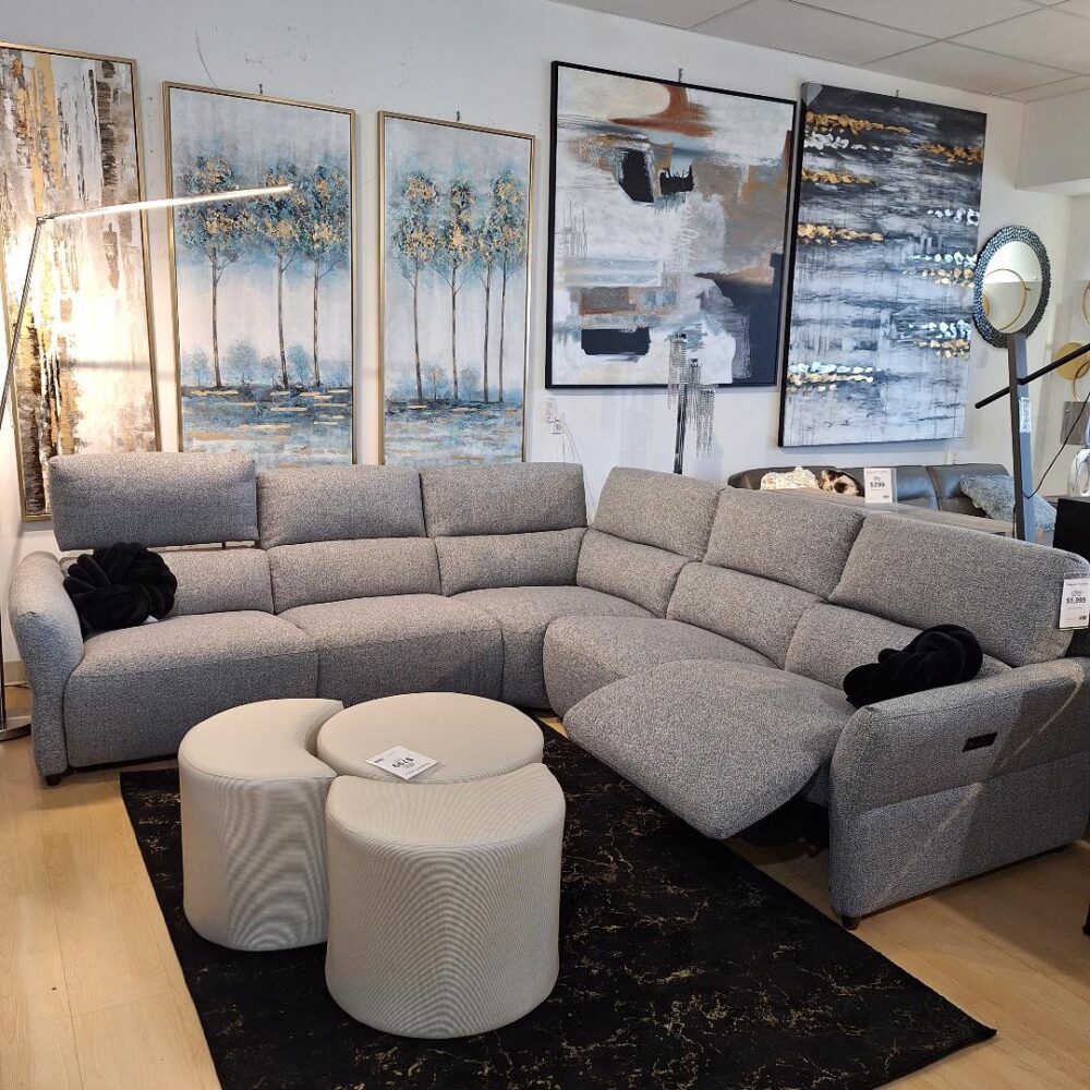Elys Recliner Sectional in Grey Fabric