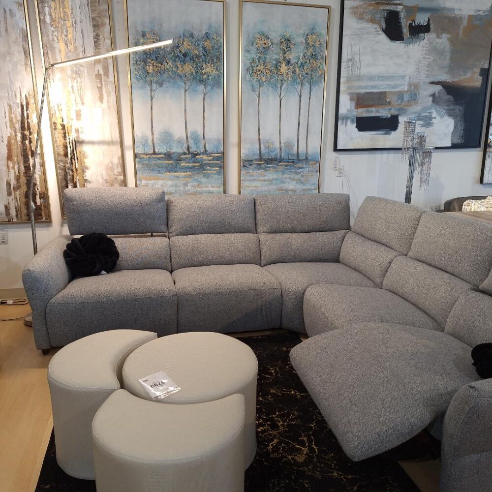 Elys Recliner Sectional in Grey Fabric
