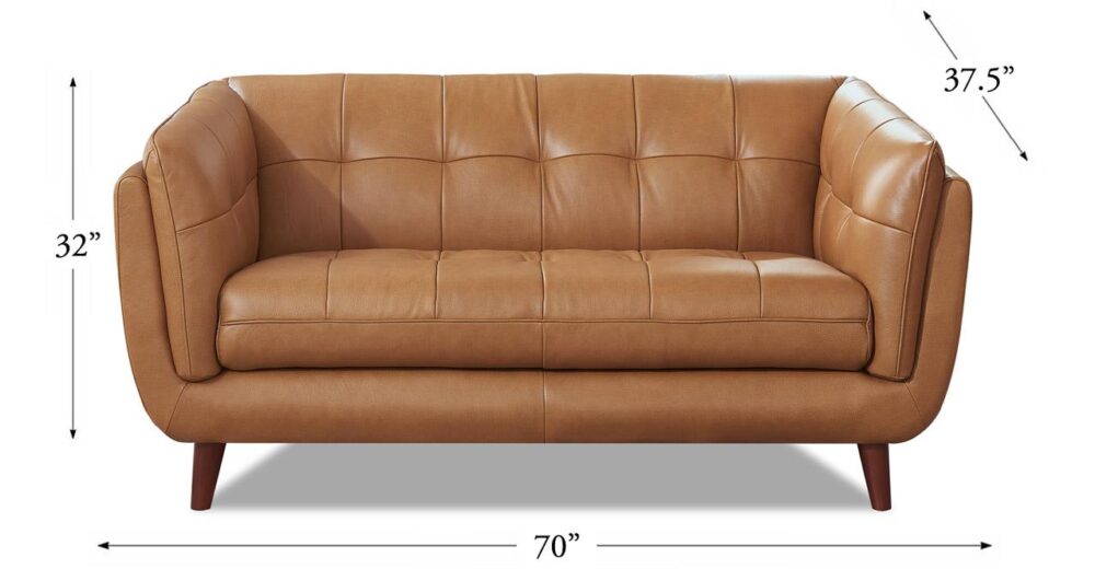 Solana Loveseat in Cinnamon Brown Leather