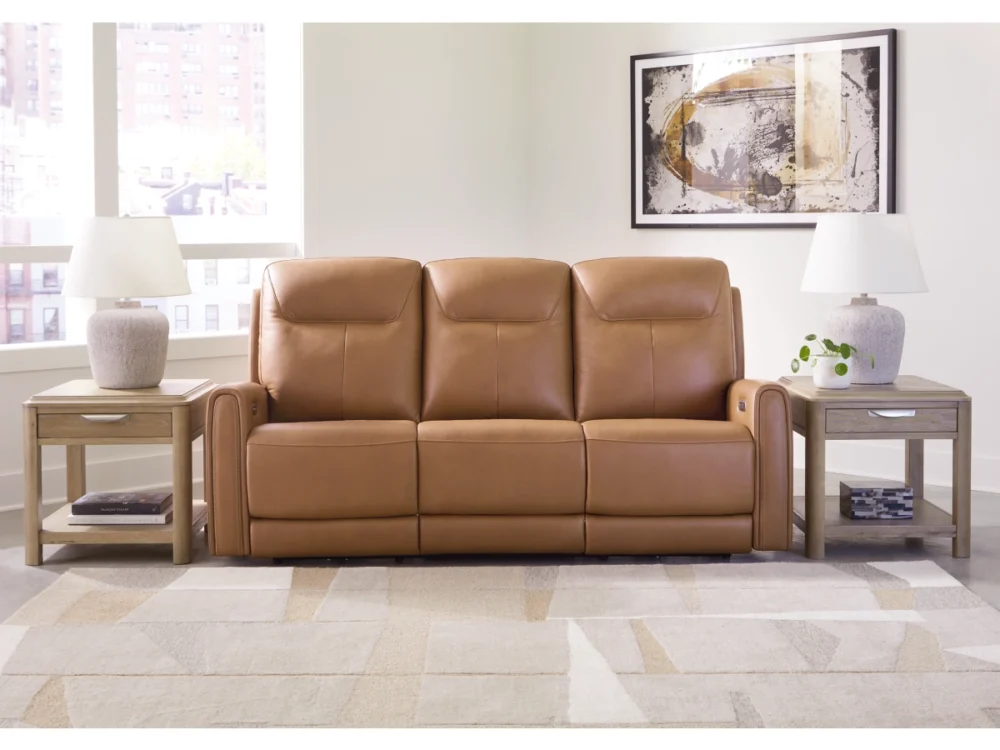 Triple Power Leather Reclining Sofa