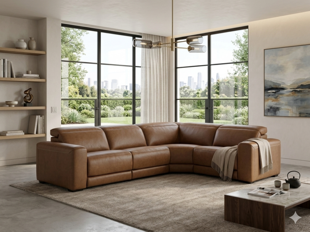 Premium Leather Power Reclining Sectional