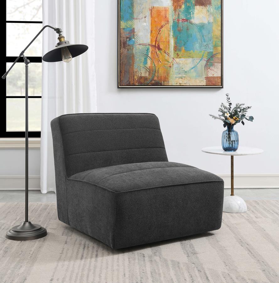 Cube Upholstered Armless Swivel Chair