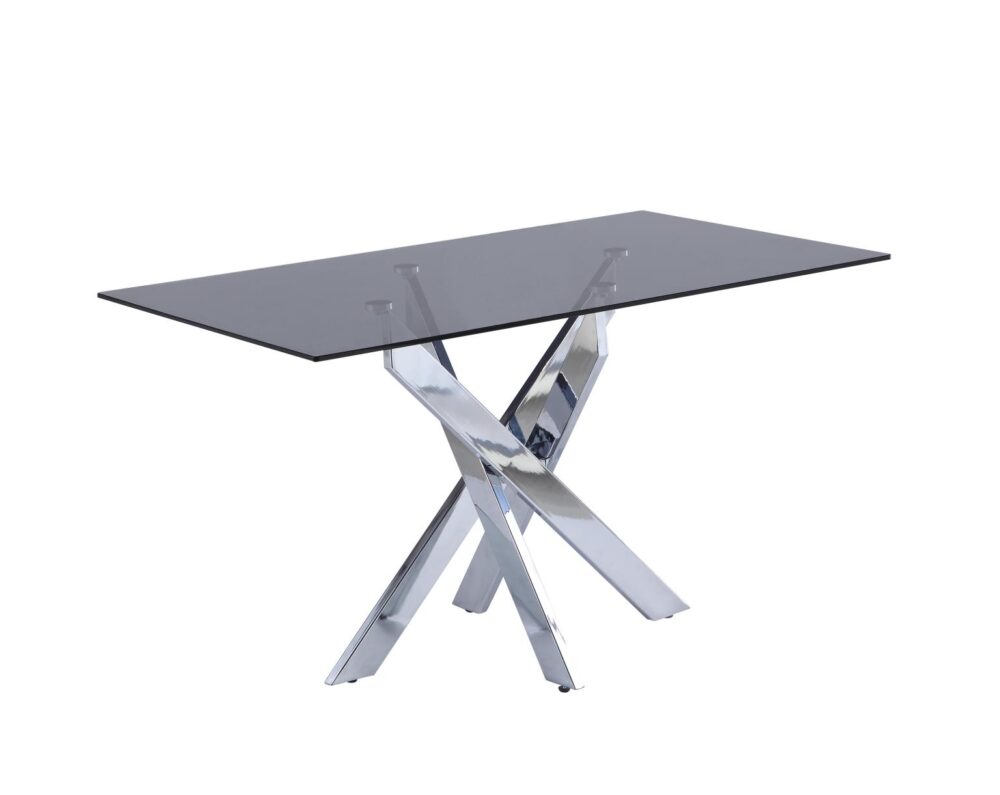 Genevieve Modern Rectangular Glass Top Dining Table