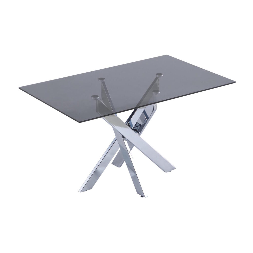Genevieve Modern Rectangular Glass Top Dining Table