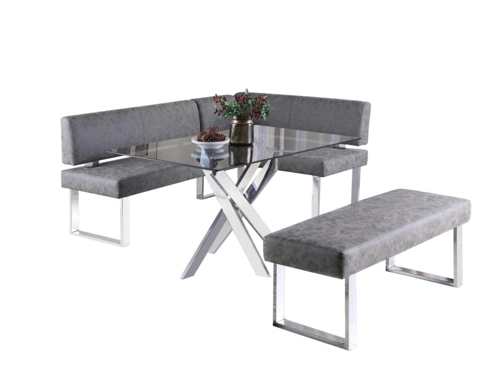Genevieve Modern Rectangular Glass Top Dining Table