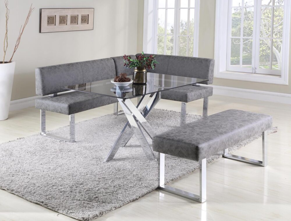 Genevieve Modern Rectangular Glass Top Dining Table