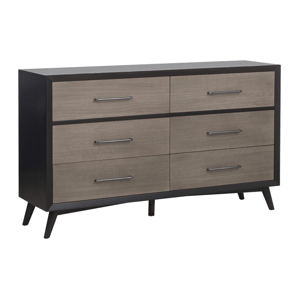 mid century modern dresser grey Blaine Tall Grey Dresser - Lacquered Linen Furniture
