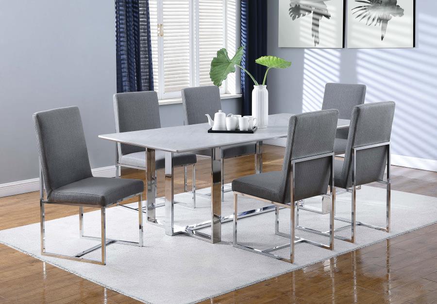 Modern Grey Upholstered Dining Chair