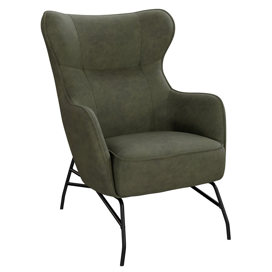 Modern Distressed Wingback Accent Chair