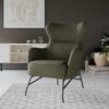 Modern Distressed Wingback Accent Chair