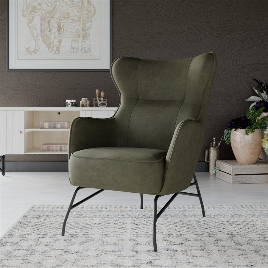 Modern Distressed Wingback Accent Chair