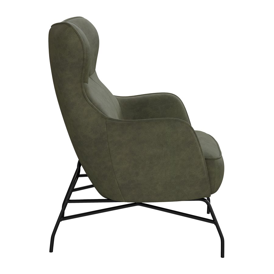 Modern Distressed Wingback Accent Chair